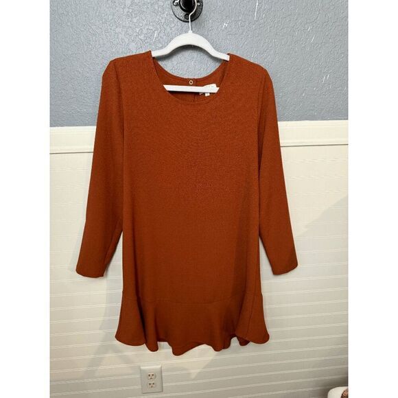 Mudpie Women's Brown Minimalist Casual U-neckline Snap Drop Waist Dress Sz Small - Picture 2 of 6